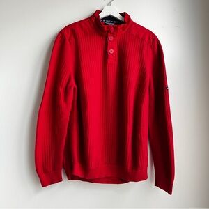 Saint James 1/4 Buttoned Ribbed Cotton Knit Men’s Sweater with Cotton Shoulder